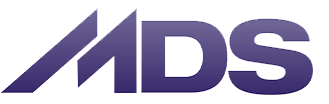 The image displays a logo with the letters  MDS  prominently featured in white against a purple background.